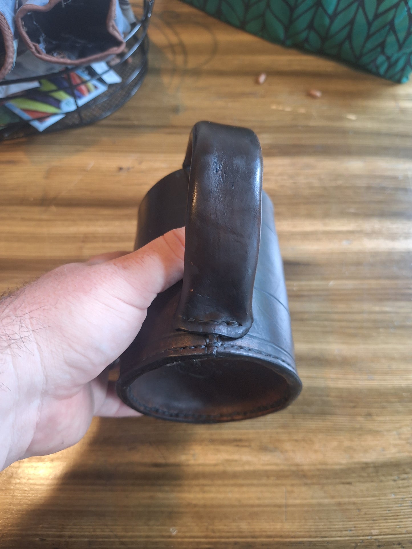 In Stock Antique Black Leather Mug