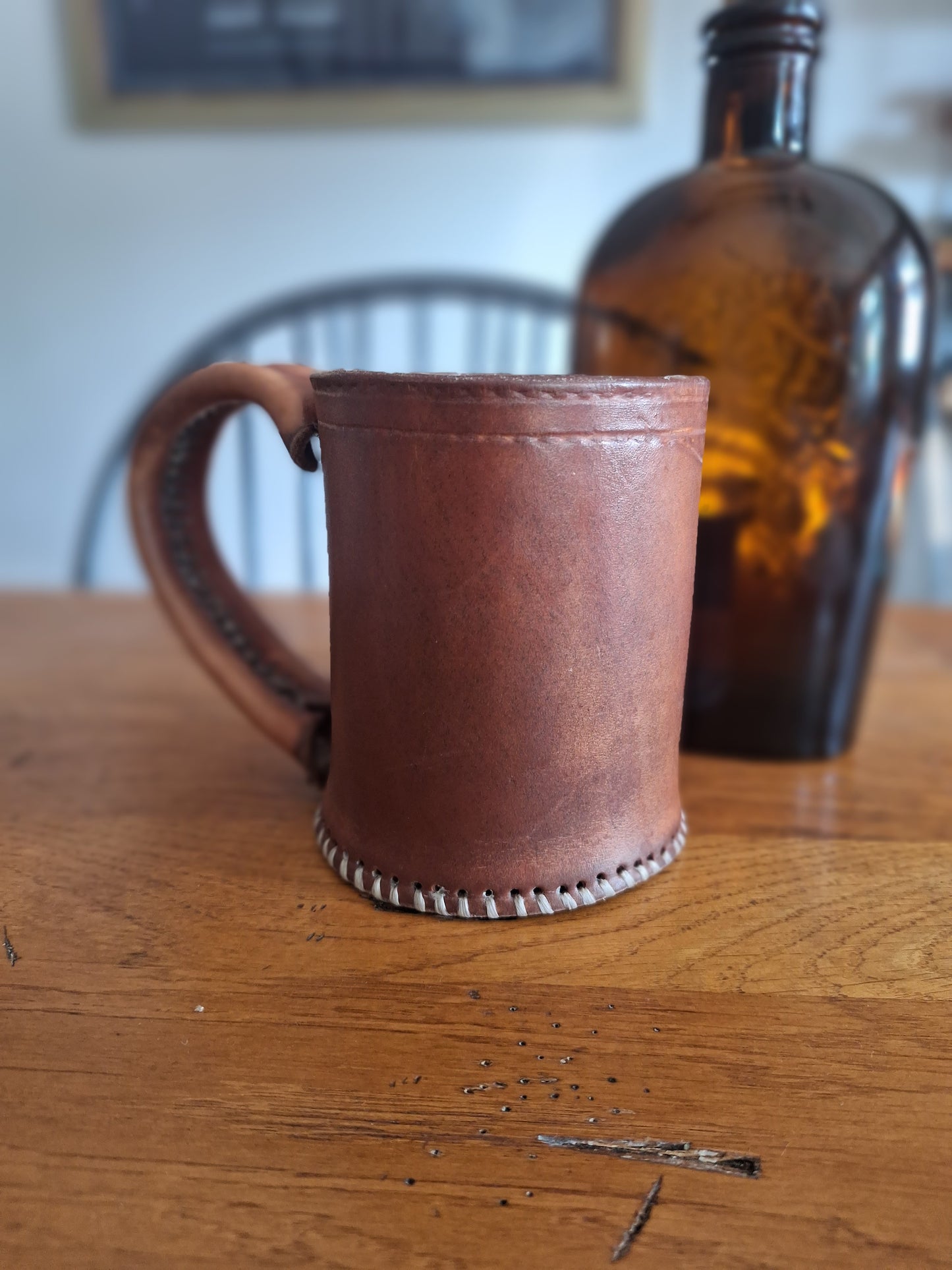 Custom made Rustic leather mug