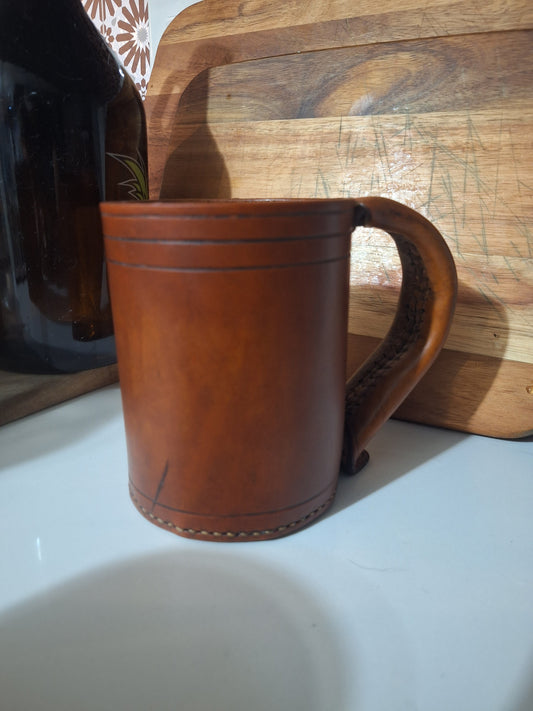 IN STOCK English Bridle Tan Leather Mug