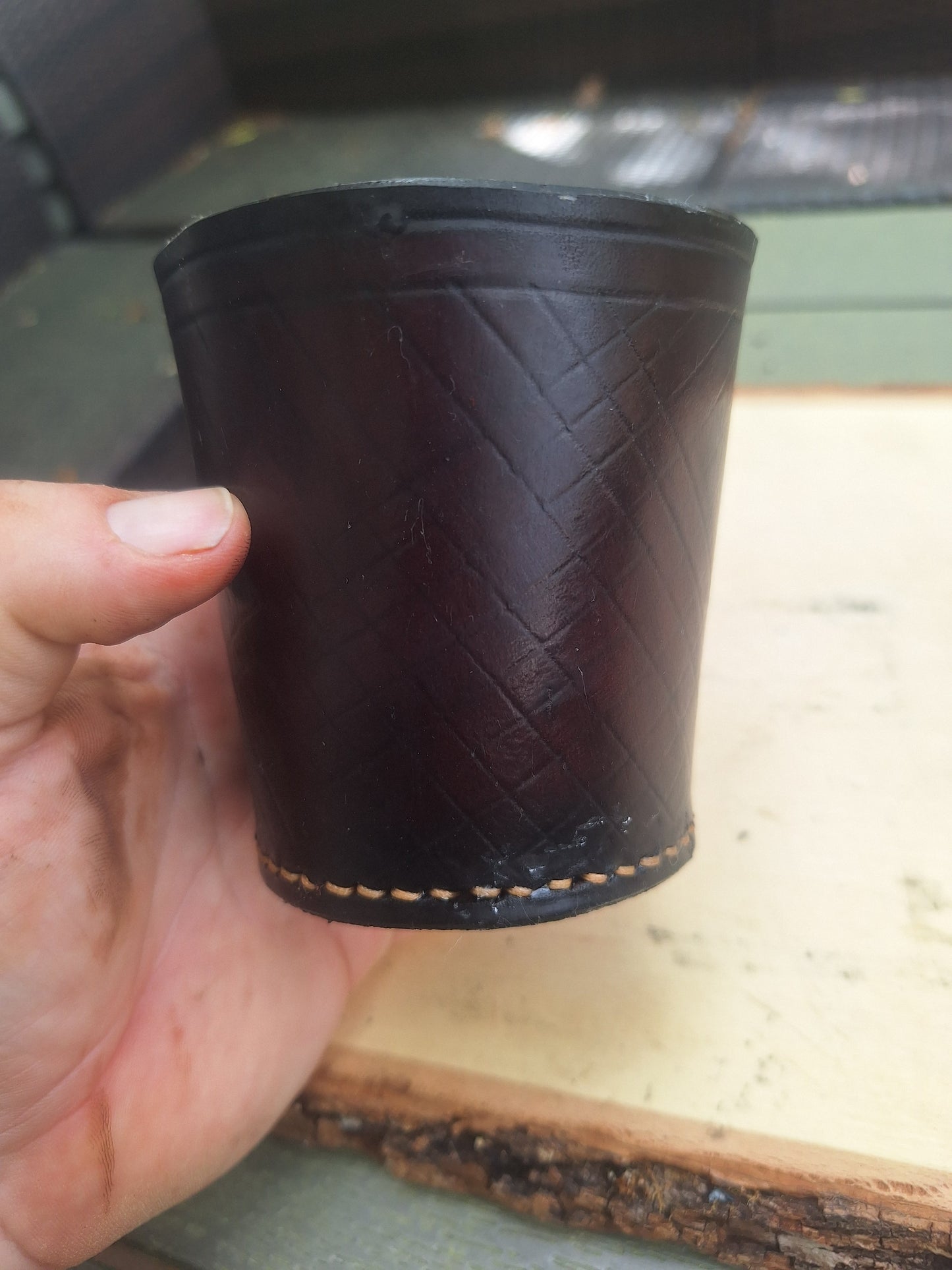 In Stock leather whiskey glass