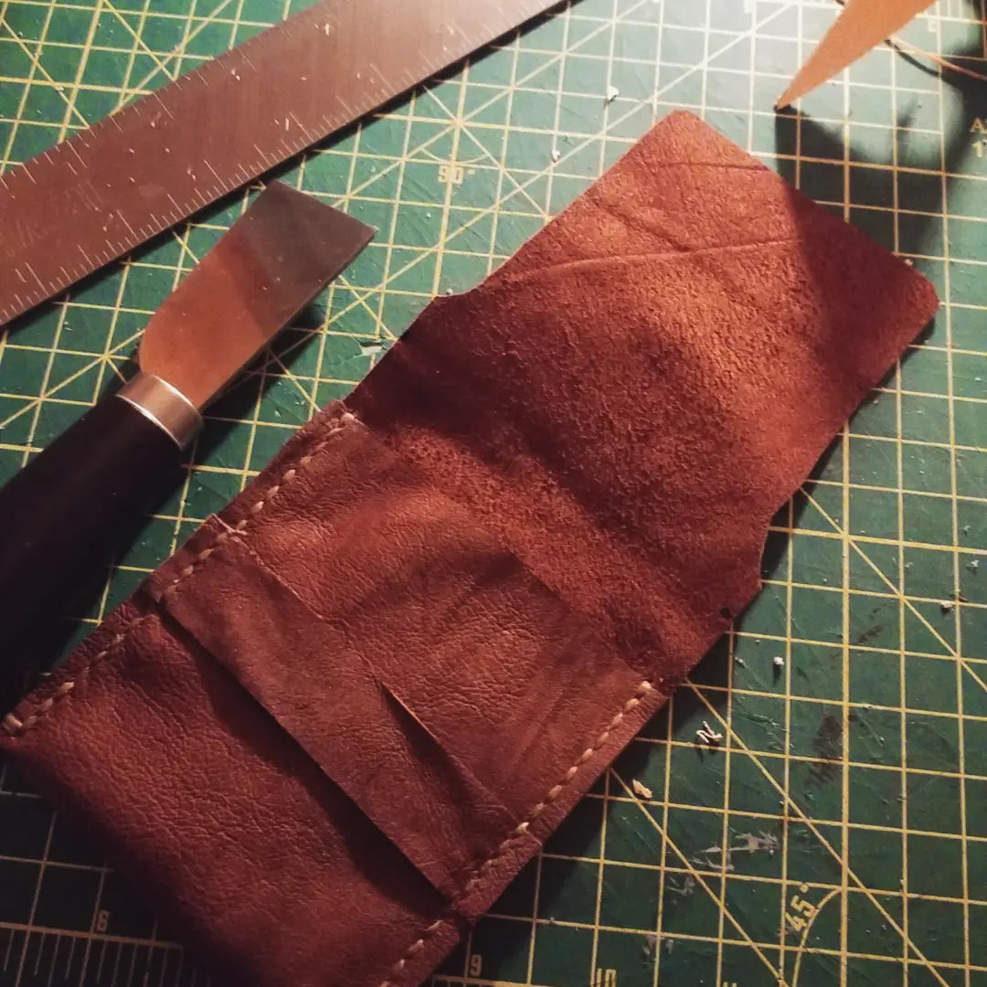 Reindeer hide hand sewn small pouch